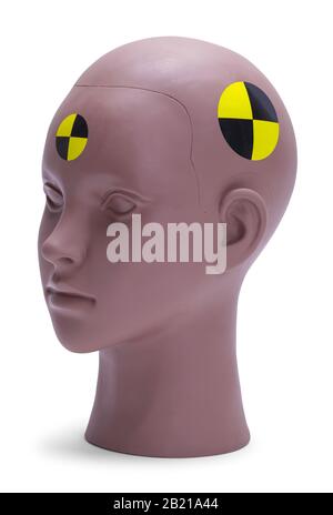 Crash Dummy Head Isolated on White Background. Stock Photo