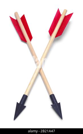 Two Arrows Crossed Isolated on White Background. Stock Photo