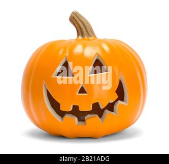Halloween Pumpkin Face Isolated on White Background. Stock Photo