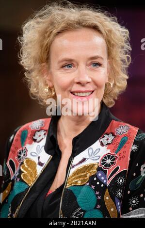 Cologne, Germany. 28th Feb, 2020. The actress Katja Riemann is in the studio after the recording of the WDR talk show 'Kölner Treff'. Credit: Henning Kaiser/dpa/Alamy Live News Stock Photo