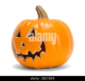 Halloween Pumpkin Face Isolated on White Background. Stock Photo