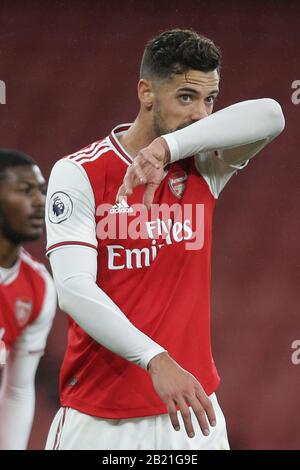 London, UK. 28th Feb, 2020.  Pablo Mari of Arsenal u23   during the Premier League 2 match between Arsenal Under 23 and Manchester City Under 23  at the Emirates Stadium, London on Saturday 29th February 2020. (Credit: Jacques Feeney | MI News) Photograph may only be used for newspaper and/or magazine editorial purposes, license required for commercial use Credit: MI News & Sport /Alamy Live News Stock Photo