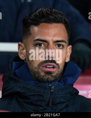 Pablo Mar’ Villar (on loan from Flamengo) of Arsenal pre match during the UEFA Europa League 2nd leg match between Arsenal and Olympiacos at the Emirates Stadium, London, England on 27 February 2020. Photo by Andy Rowland. Stock Photo