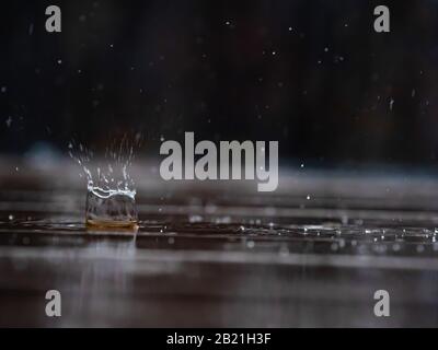 raindrops on a table Stock Photo
