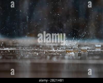 raindrops on a table Stock Photo