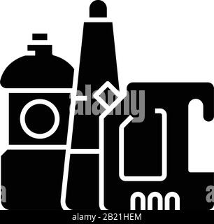 Detergents black icon, concept illustration, vector flat symbol, glyph sign. Stock Vector