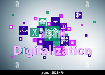 The digital transformation concept - 3d rendering Stock Photo