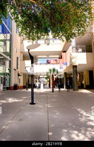 Shopping mall with various fast-food restaurants and other outlets on the campus of the University of Arizona in Tucson Stock Photo