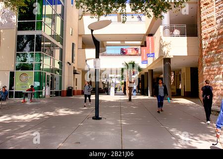 Shopping mall with various fast-food restaurants and other outlets on the campus of the University of Arizona in Tucson Stock Photo