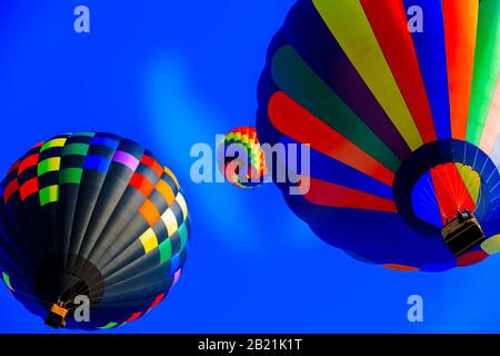 Beautiful colorful air balloons rising up Stock Photo - Alamy