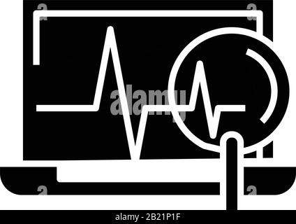 Diagram changing black icon, concept illustration, vector flat symbol, glyph sign. Stock Vector