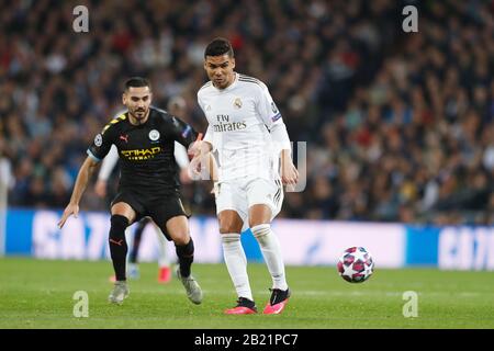 Madrid, Spain. 26th Feb, 2020. Casemiro (Real) Football/Soccer : UEFA Champions League Round of 16 1st leg match between Real Madrid CF 1-2 Manchester City FC at the Santiago Bernabeu Stadium in Madrid, Spain . Credit: Mutsu Kawamori/AFLO/Alamy Live News Stock Photo