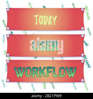 Handwriting text User Workflow. Conceptual photo orchestrated and repeatable pattern of business activity Wooden panel attached nail colorful backgrou Stock Photo