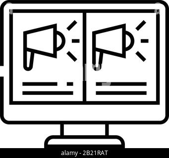 Online declaration line icon, concept sign, outline vector illustration, linear symbol. Stock Vector