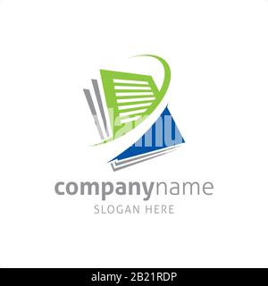 Digital Document Data Processing Vector Logo Template Stock Vector