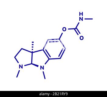 Physostigmine alkaloid molecule, illustration Stock Photo