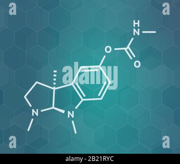 Physostigmine alkaloid molecule, illustration Stock Photo