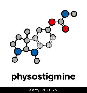 Physostigmine alkaloid molecule, illustration Stock Photo