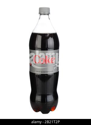 IRVINE, CA - January 11, 2013: A 1.25 Liter bottle of Diet Coke. Introduced in the US on August 9, 1982, it was the first new brand since 1886 to use Stock Photo