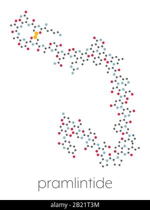 Pramlintide diabetes drug molecule, illustration Stock Photo