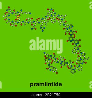 Pramlintide diabetes drug molecule, illustration Stock Photo