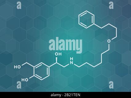 Salmeterol asthma drug molecule, illustration Stock Photo