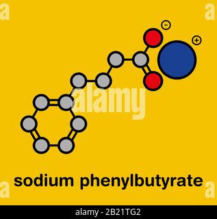 Sodium phenylbutyrate urea cycle disorders drug molecule Stock Photo