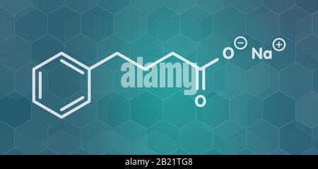 Sodium phenylbutyrate urea cycle disorders drug molecule Stock Photo