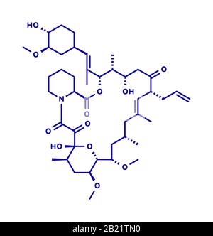 Tacrolimus immunosuppressant drug molecule, illustration Stock Photo