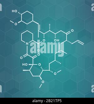 Tacrolimus immunosuppressant drug molecule, illustration Stock Photo