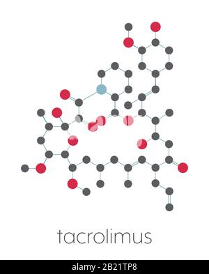 Tacrolimus immunosuppressant drug molecule, illustration Stock Photo