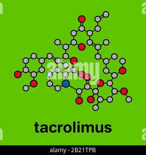 Tacrolimus immunosuppressant drug molecule, illustration Stock Photo