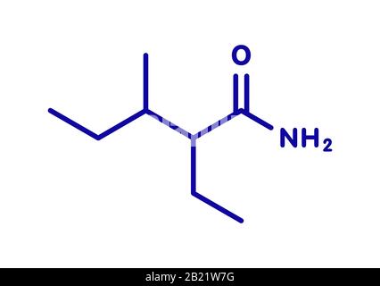 Valnoctamide sedative drug molecule, illustration Stock Photo