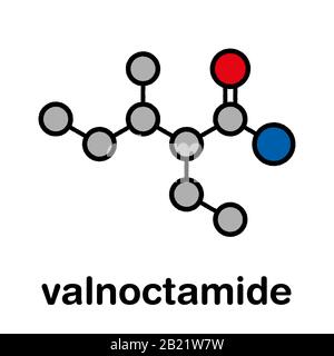 Valnoctamide sedative drug molecule, illustration Stock Photo