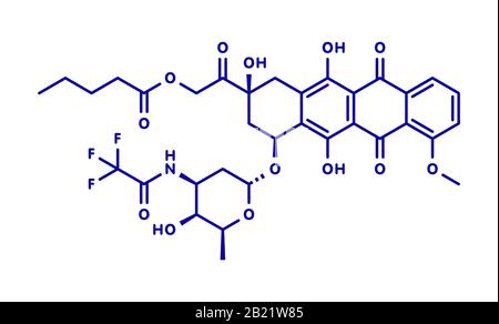 Valrubicin bladder cancer drug molecule, illustration Stock Photo