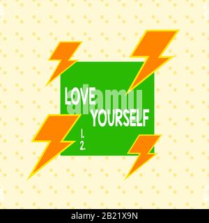 Writing note showing Love Yourself. Business concept for have selfrespect and the unconditional selfacceptance Asymmetrical format pattern object outl Stock Photo