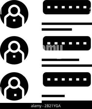Employees chat black icon, concept illustration, vector flat symbol, glyph sign. Stock Vector