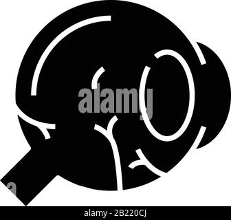 Eye inner structure black icon, concept illustration, vector flat symbol, glyph sign. Stock Vector