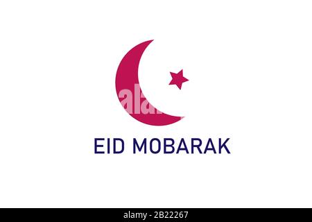 Eid Mubarak islamic design crescent moon and arabic calligraphy Stock ...