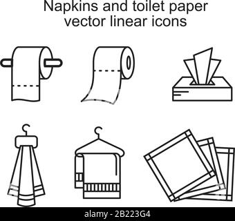 Napkins and toilet paper vector linear Icon template black color editable. Napkins and toilet paper vector linear Icon symbol Flat vector illustration Stock Vector