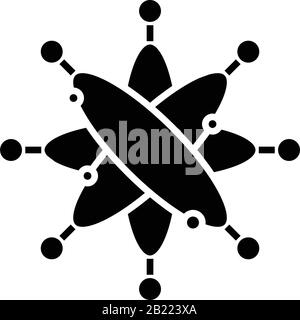 Difficult connection black icon, concept illustration, vector flat symbol, glyph sign. Stock Vector