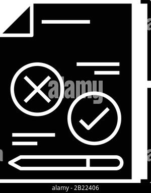 Educational test black icon, concept illustration, vector flat symbol, glyph sign. Stock Vector