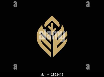 Custom Initial letter E and E in a leaf sign, Gardening or farming logo concept. Stock Vector