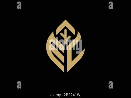 Custom Initial letter E and C in a leaf sign, Gardening or farming logo concept. Stock Vector