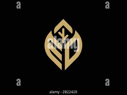 Custom Initial letter E and O in a leaf sign, Gardening or farming logo concept. Stock Vector