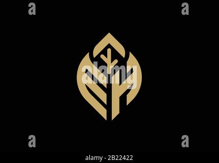 Custom Initial letter E and H in a leaf sign, Gardening or farming logo concept. Stock Vector