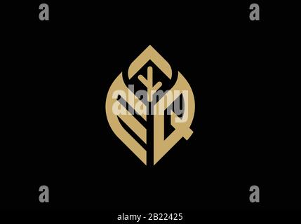 Custom Initial letter E and Q in a leaf sign, Gardening or farming logo concept. Stock Vector