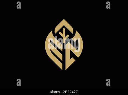 Custom Initial letter E and N in a leaf sign, Gardening or farming logo concept. Stock Vector