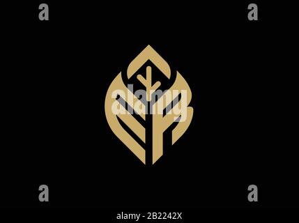 Custom Initial letter E and R in a leaf sign, Gardening or farming logo concept. Stock Vector