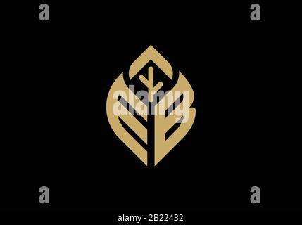 Custom Initial letter E and B in a leaf sign, Gardening or farming logo concept. Stock Vector